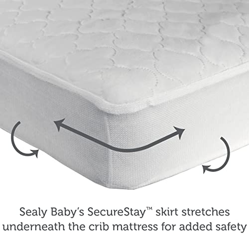 Image of Sealy Baby Antimicrobial Fitted Waterproof Infant Crib Mattress Protector Pad and Toddler Bed Cover, Designed to Neutralize Odors, Machine Washable and Dryer Friendly, 52 inch x 28 inch- White