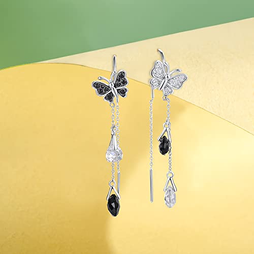 Santuzza 925 Sterling Silver Threader Earrings White Cubic Zirconia Drop Earring3