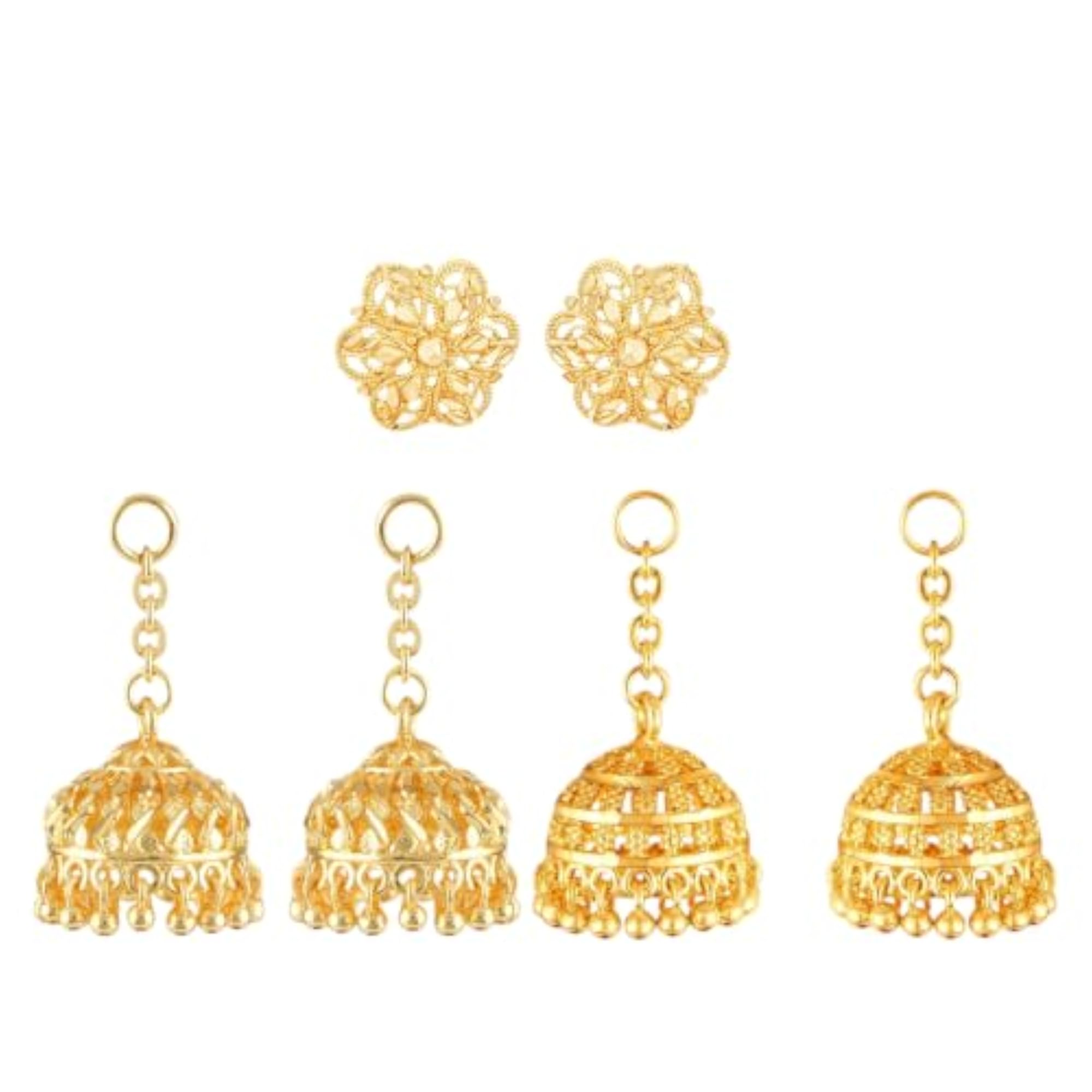 Removable Stud and Chain Drop Earring Combo Set
