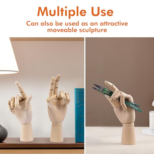 Falling in Art Modelo de mão de madeira, boneco de manequim de mão esquerda de 25 cm para exibição e