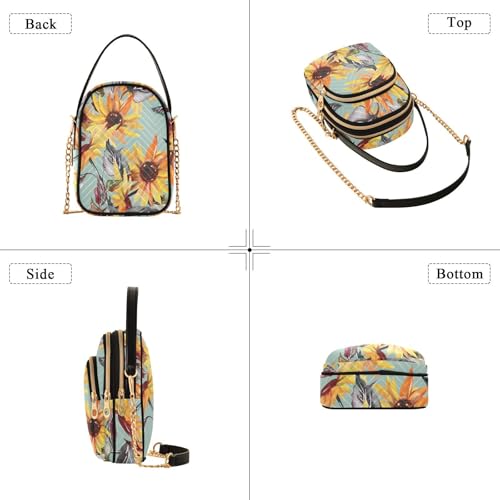 Womens Shoulder Handbags Tote Bag Quilted Purses for Women Sunflower Print Satchel for Travel Work,Multi14