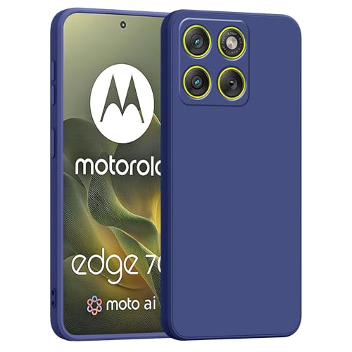 Image of amazon basics Back Cover for Moto Edge 70 5G | Ultra Slim Soft Rubberised Case | Matte Silicone Flexible Mobile Case | Camera Protection - Blue