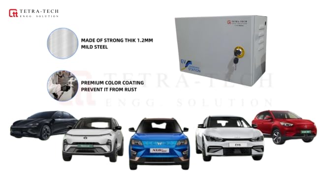 Image of Duel Charge Anchor & POLYCAB Standard Materials for EV Charger Safety Box, Suitable for All Brand Electric Scooters & Cars to Safe Charging at Parking lot. with safty Lock,Gasket (16 AMP + 16 AMP)