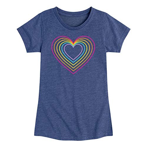 Instant Message - Rainbow Neon Heart - Girls Toddler and Youth Short Sleeve T-Shirt