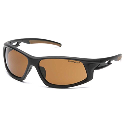 Carhartt Ironside Safety Glasses, Retail Clamshell Packaging, Black/Tan Frame, Sandstone Bronze Anti-Fog Lens