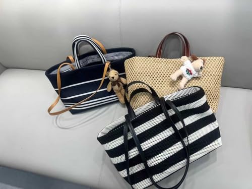 Women's Large Capacity Straw Woven Underarm Totes Hollow Handbag Shoulder Crossbody Bag Striped Chic Stylish Versatile3