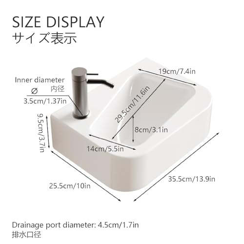 Lavabo rectangular mural compacto de cerámica blanca suspendida para lavamanos de cortesía mini 3