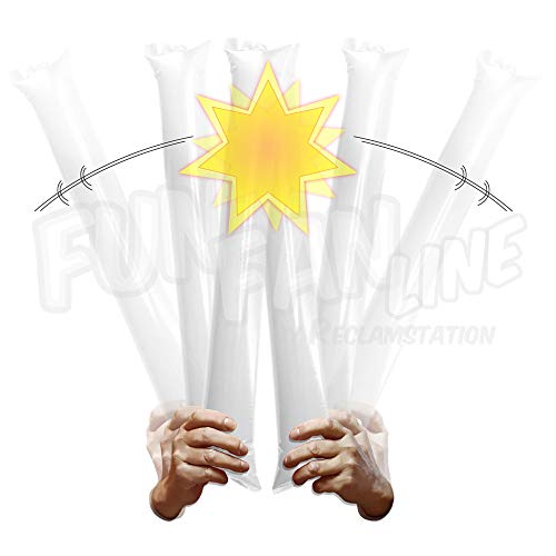 FUN FAN LINE - 10 Pairs Bam Bam Thunder Sticks. Noise Makers for Sporting Events. Cheersticks Boom Sticks for Cheerleading. Noise Sticks for Stadium or Parties. (White)