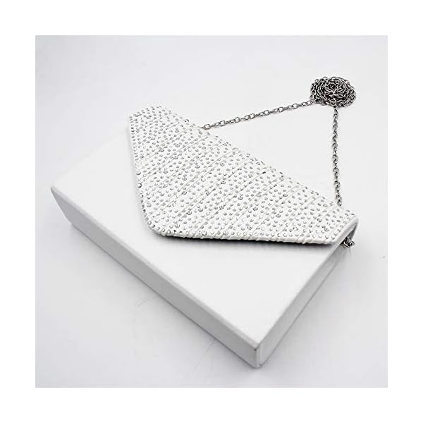 Milisente Clutch Purses for Women evening Glitter Wedding Purse Crystal Envelope Clutches Shoulder Bags (White) - Image 7