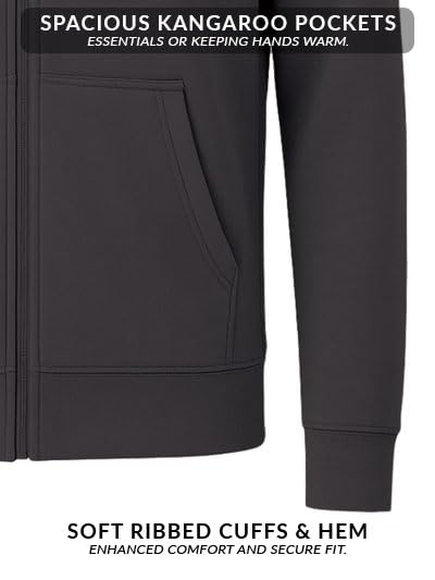 Image of ADRO Men's Regular Fit Zip-Up Hoodie for man | 320 GSM Cotton Poly Fleece Zipper Sweatshirt with Soft Fabric & Printed Hoodies