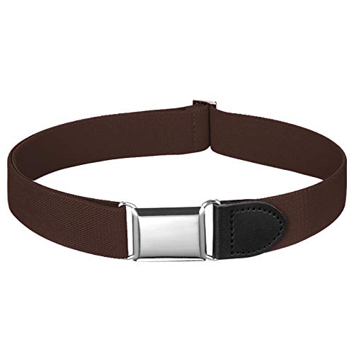 Buyless Fashion Kids Toddlers Baby Adjustable Elastic Dress Stretch Belt with Silver Buckle - 5096-Brown