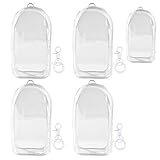 Tinoaly 4stk Puppen Präsentationstaschen, 19,5x10,5cm wasserdichte Puppen Präsentationstasche aus PVC mit Pompom und Schlüsselanhänger Schutztasche für Sammlerstücke (Transparent)