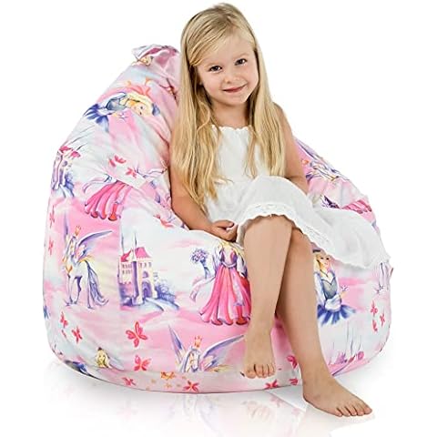 Italpouf Sitzsack L Kindersitzsack , Indoor , Sitzsack Sessel für Kinder , EPS Perlen Füllung , Abnehmbarer Bezug , Maschinenwaschbar , Kindersessel , Zertifiziert , Prinzessin Cover