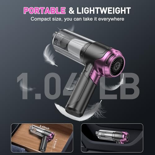 Image of KMM Handheld Car Vacuum Cleaner, 10000PA Vacuum Cleaner & Air Duster, 120W High Power Vacuum Portable Cordless, Hand Held Vacuum Rechargeable with Multi-Nozzles & LED Light for Home, Car, Office