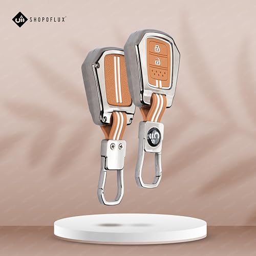 Image of SHOPOFLUX Metal Key Cover Compatible for Honda City | BRV | WRV | CRV | Jazz | Amaze 2 Button Key