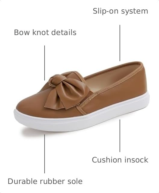 Image of FEVERSOLE Women's Casual Slip On Sneaker Fashion Bow Tie Loafer Flats