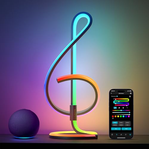 Lepro TB2 AI Smart Lampada da Comodino Nota Musicale,Lampada da Tavolo RGBIC,Progettista Illuminazione AI Personalizzato,Sync Musicale,Funziona con Alexa/Google Assistant,Numerose Modalità Disponibili