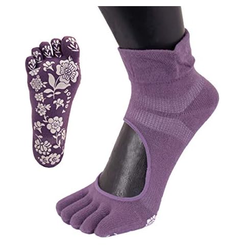 TOETOE - Men, Women Yoga&Pilates Stretchy Soft Cotton Seamless Patterned Anti-Slip Sole Serene Ankle Toe Socks, Hygienic, Breathable Cover