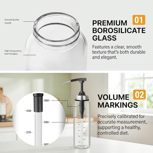 Botellas dispensadoras de sin goteo de vidrio pack de 2 dispensador de tomate y salsa de soja medidor 5