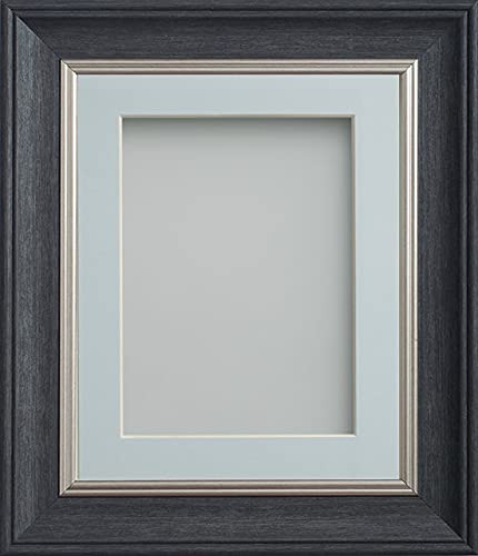 Frame Company Drummond Range Charcoal 7x5 inch Picture Photo Frame with Light Blue Mount for Image 6x4 inch * Choice of Sizes* Fitted with Real Glass