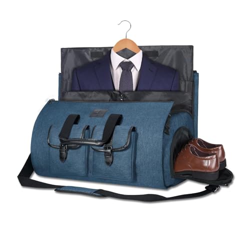 Suit Storage Bag Garment Bag Duffel Bag Suit Duffle Bag Weekend Bag Flight Bag for Travel, Business(Blue)