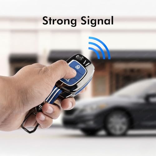 Image of SHOPOFLUX Metal Key Cover for Hyundai Hyundai Creta, Venue, Tucson, Alcazar, I20, Grand i10 Nios, Aura, Xcent, Exter 3 Button Flip Key Only (Metal Blue Silicone)