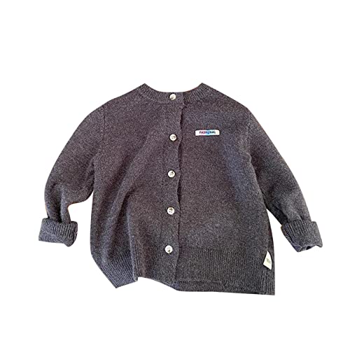 RNTOP Kids Toddler Button Cardigan Sweater Baby Girls Boys Solid Color Long Sleeve Knit Sweaters (Dark Gray, 3-4 Years) b200p