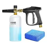 POHIR Pressure Washer Gun with Foam Cannon Kit, Car Wash Foam Short Gun with 1/4 Inch Quick Connector, Short Wand Pressure Washer Gun 3400 PSI, Microfiber Applicator Foam, Car Washing Sponge Mitts