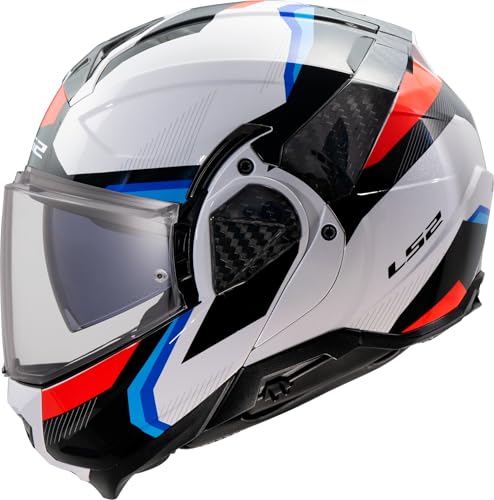 LS2, Casco Moto Modulare ADVANT II TRIPLE White Blue Red, L