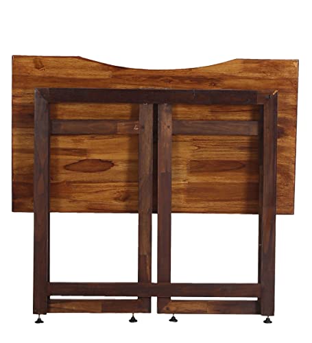Image of Solid Wood Folding Study Table Laptop Computer Pc Writing Foldable Desk for Home & Office Space Saving Sleek Design (Natural Finish, Standard)