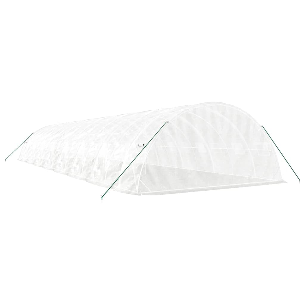 Szklarnia ze stalową ramą, biała, 80 m², 16 x 5 x 2,3 m, tunel foliowy z PE 140 g m², odporny na rozdarcie domek dla roślin do domku na pomidory, domek do uprawy pomidorów, do uprawy