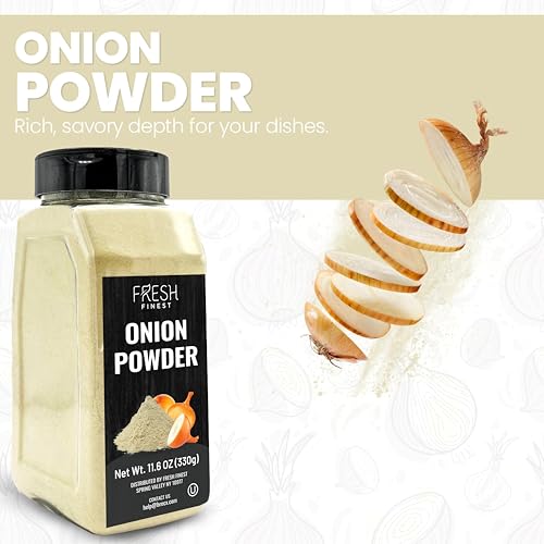 Fresh Finest Onion Powder - 11oz (330G) - Premium Ground Onions for Authentic Flavor, Packed in a Durable Container