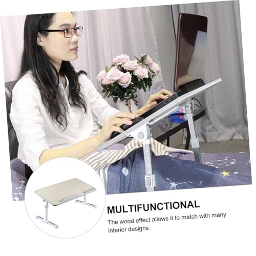 Bureau pliable ordinateur gain de place table écriture portable beige - 4
