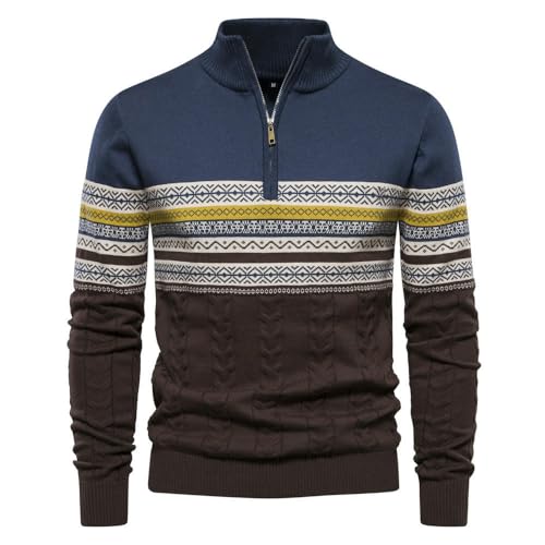 Pull en tricot polyvalent homme avec demi-fermeture éclair col ajustable
