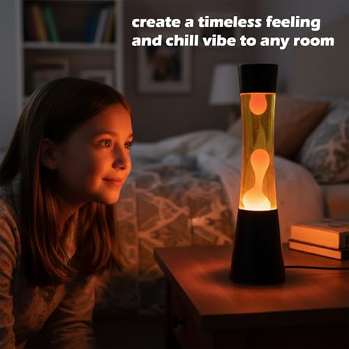 Image of KARP 16 Inch (Tower shap) Lava Lamp | Yellow Water & red Lava | Metal & Glass Design | 220-240V 50Hz | R39 30 W Bulb Included | Run by Plug with Inline ON /Off Switch | Best for Home & Office Gift