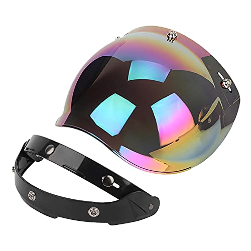 Helmet Lens, Motorcycle Retro 3?snap Sun Visor Shield, Windproof Colored Helmet Lens for Windproof, Reflective, UV Protection