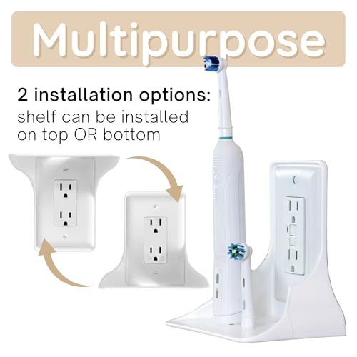 Power Perch Wall Outlet Shelf – Transform Your Outlet into a Space-Saving Display! Perfect for Alexa, Electric Toothbrush & More – Sturdy Light Socket Shelf by Storage Theory - (White, 4 Pack) - Thumbnail 7