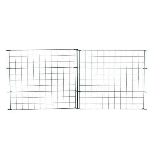 ESTEXO Teichzaun Set mit 5 Zaunelementen und 6 Befestigungsstäben, Welpanauslauf, Metall, Gartenzaun, Freigehege, Teich, Zaun, Set, 5 Elemente, Gitterzaun (Gerade)