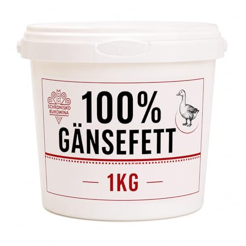 SCHRONISKO BUKOWINA Gänseschmalz 100% Gänsefett Fest 1000g Ohne Zusatzstoffe Glutenfrei Zum Braten Backen & Schmoren Traditionelle Europäische Küche
