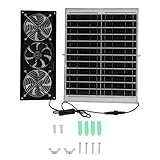 EVGATSAUTO Solar Powered 3 Fan Kit High Speed Ventilation for Greenhouse Shed Dehumidifier Small Chicken Coops Pet Houses