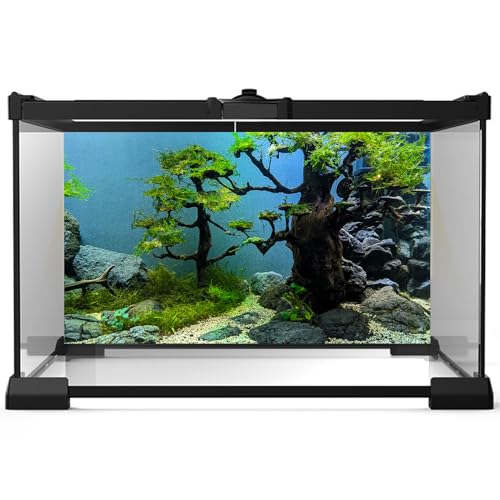 Image of Aquarium Background Green Grass Trees Aquarium Backdrop Vivid and Fresh Green Plants Tank Backdrop Wood and Pebble Reptile Habitat Terrarium Background Decor 24x12in