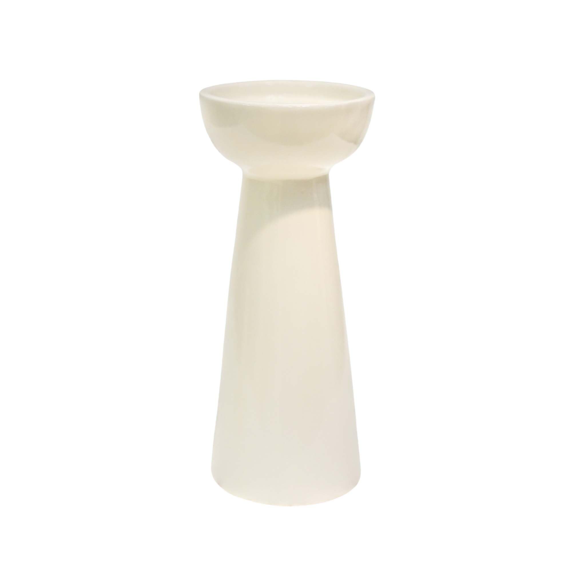 Ivyline Bowen Pillar Candle Holder in Linen with Stable Base - Modern Elegant Home Decoration - H22 x D9 cm
