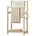 HOOBRO Freestanding Towel Rack for Bathroom, 2 Tier Decorative Bamboo Blanket Rack, Quilt Display Stand with Storage Shelf, 16.5