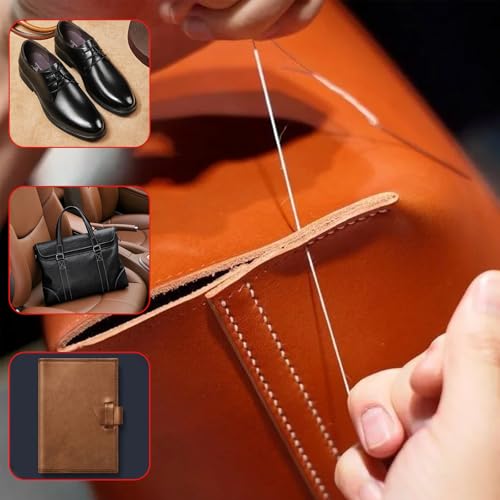 Buchbinder Set, Buchbinderwerkzeuge, 12 Teiliges Buchbindewerkzeugset, Diy Lederwerkzeugset für Handgefertigte Bücher, Dazu Gehören Nähnadeln, Gewachstes Garn, Ahlen, Große öHrnadeln Usw