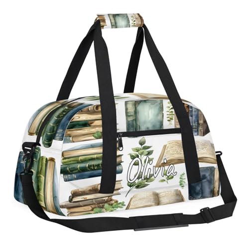 Custom Readable Books Laptop Bag with Name Personalized 15 Inch Shoulder Computer Bag Green Leaves Messenger Bags for Business Work Travel3