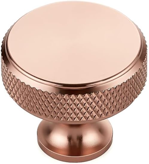 Ravinte 25 Pack Champagne Bronze Cabinet Pulls Kitchen Cabinet Hardware Knobs Round Solid Knurled Handles Single Hole Drawer Knobs for Cabinet Furniture Dresser Pulls