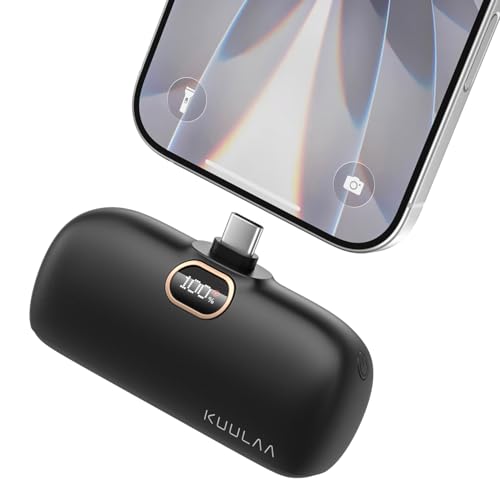Kuulaa Mini Batterie Externe Powerbank 5000mAh PD 20W USB C Petite et Mignonne Compatible avec Samsung iPhone 17 16 15 Huawei Xiaomi Oculus Quest Jeux Switch - Noir