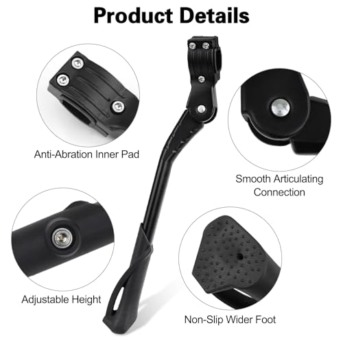Image of Cyfie Bike Kickstand for Adult's Bike, Adjustable Rear Side Bicycle Kickstand, Suitable for 24-29 inch Mountain Bikes, E-Bike, BMX, 700C Road /Hybrid Bikes, etc. Aluminum Alloy Maximum Holds 176lbs