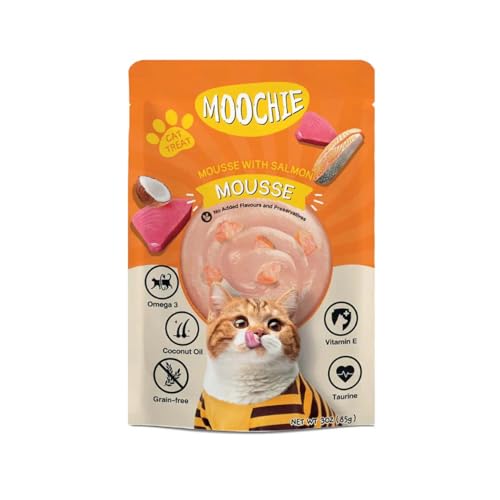 Image of Moochie Mousse with Salmon cat Food Treat Pack of 1 x 85g