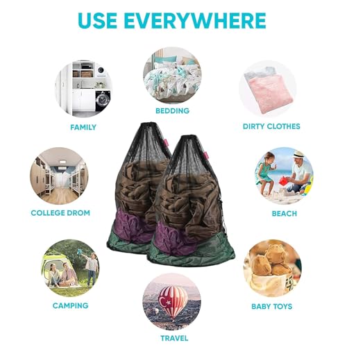 Mesh-Laundry-Bag-Heavy-Duty-Drawstring-Bag-College-Dorm-Travel-Family-and-Apartment-Dwellers-24-x-36-Inches-2-Pack-Black Mesh Laundry Bag Heavy Duty Drawstring Bag College Dorm Travel Family and Apartment Dwellers 24 x 36 Inches 2 Pack Black